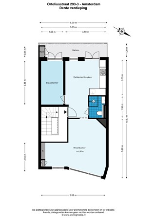 Floor plan - Orteliusstraat 239-3, 1056 NR Amsterdam 
